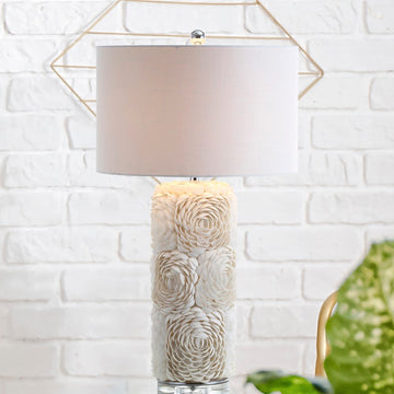 Rosette 28.5" Seashell/Resin/Crystal LED Table Lamp - JONATHAN Y